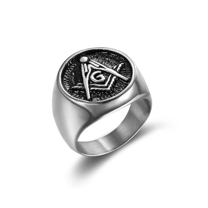 

Vintage Masonic AG Black Men's Ring fashion jewelry best friends High-quality Promotion men ringsG0019
