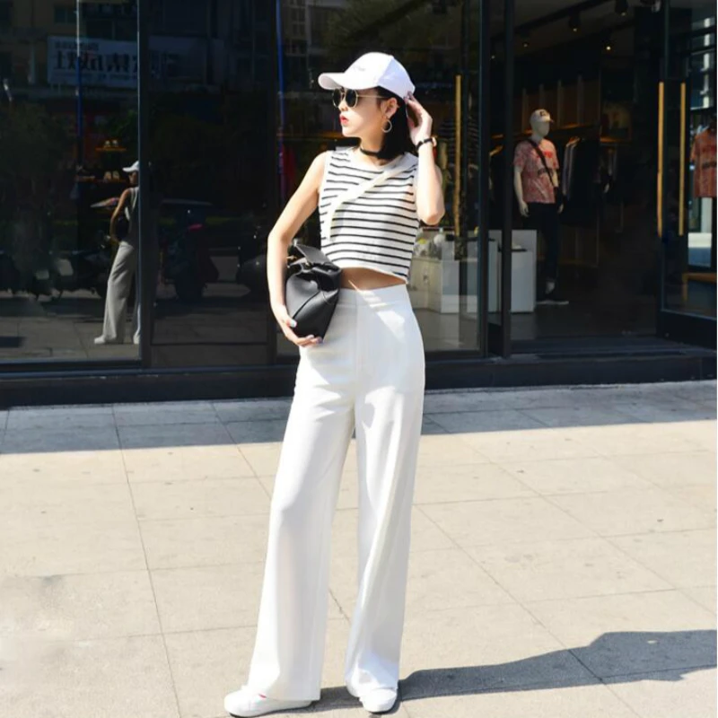 

2020 new spring and summer Fashion casual plus size brand loose high waist female women girls wide leg pants clothing 79369