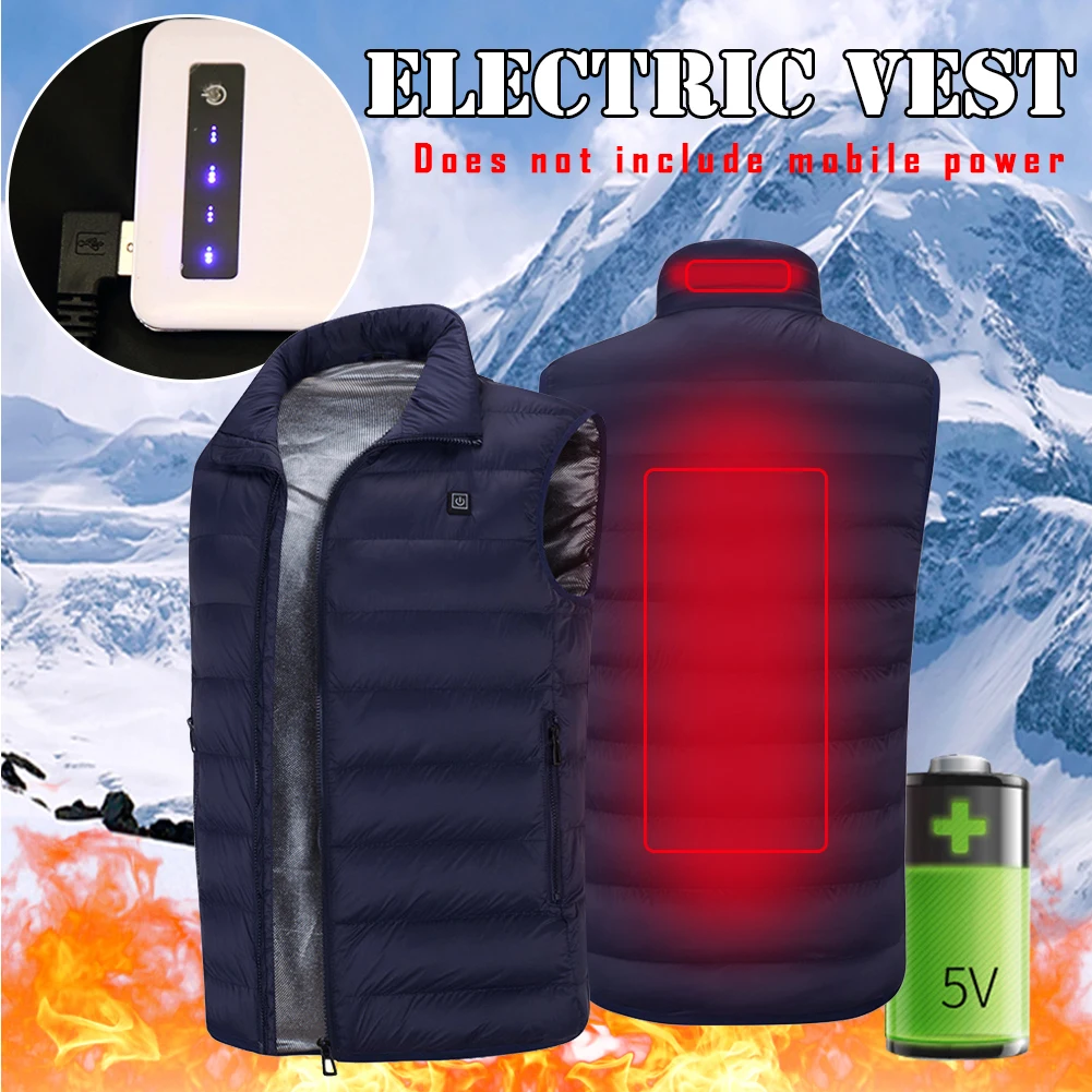 Умный нагревательный жилет для мужчин с зарядкой от USB, теплый Электрический жилет, утолщенная нагревательная одежда для зимнего катания на лыжах и пеших прогулок
