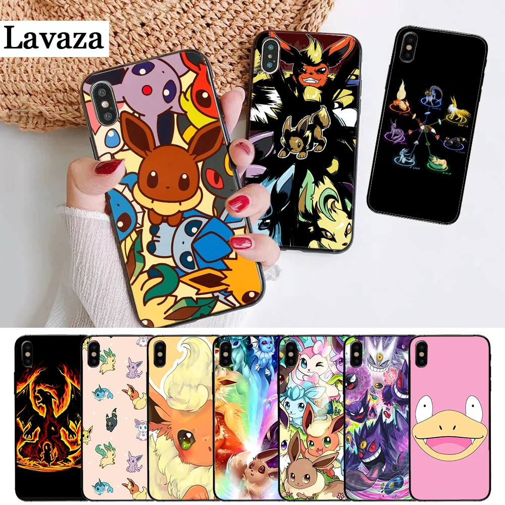 

Lavaza cartoon pokemons eevee pika Silicone Case for iPhone 5 5S 6 6S Plus 7 8 X XS Max XR