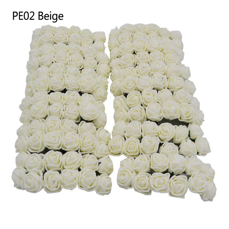 144 голов 2 см искусственные пенные цветы розы Букет сделай сам, поделки ручной работы дома Свадебные украшения Скрапбукинг поддельные цветы 7Z - Цвет: PE02
