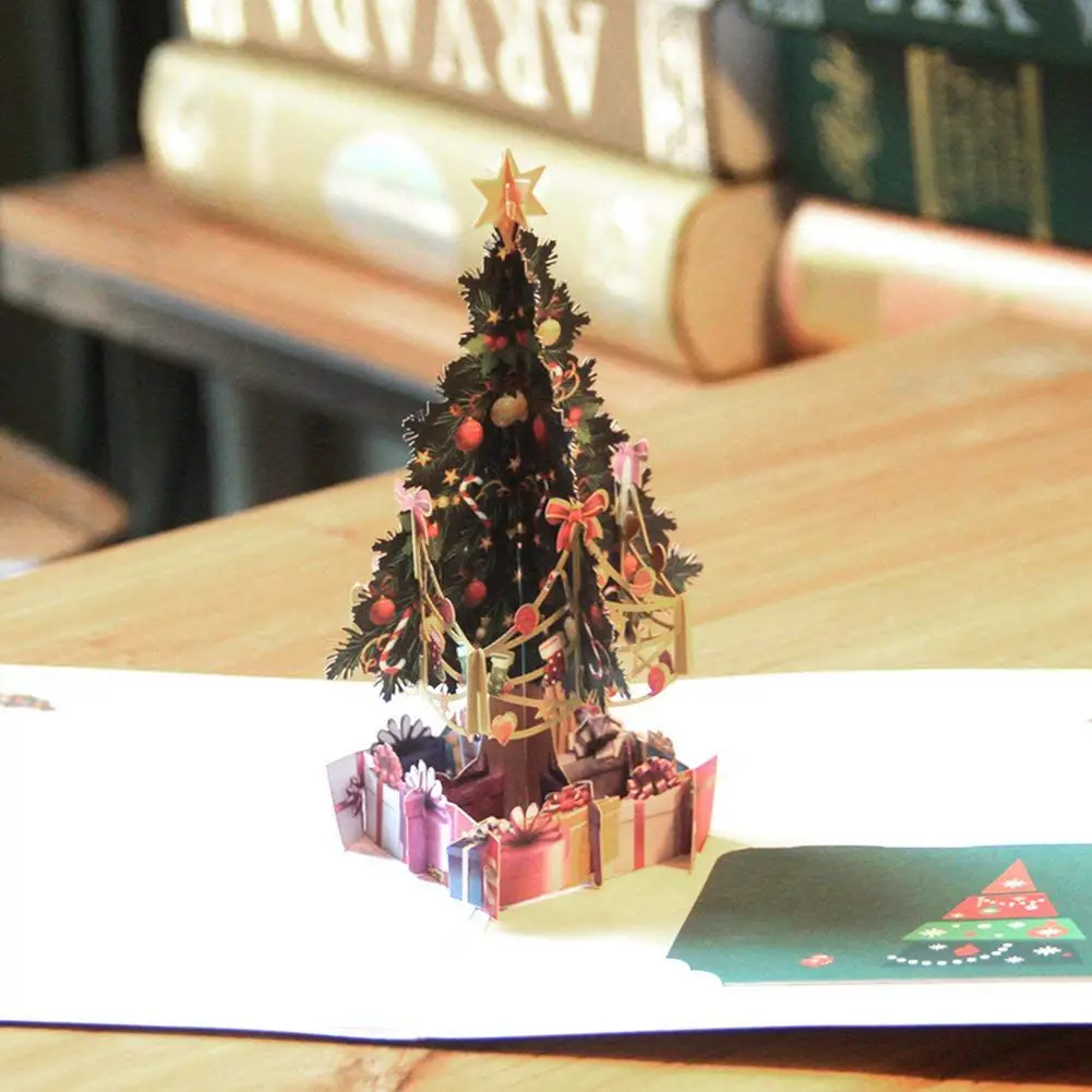 Всплывающие рождественские открытки обновленные 3D рождественские праздничные открытки с конвертом ручной работы счастливые открытки на год