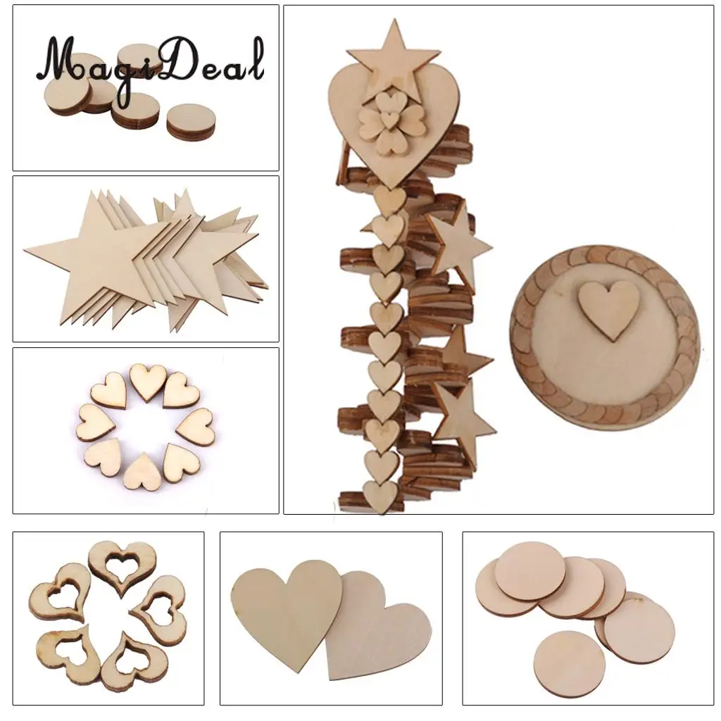 

MagiDeal Delicate 3mm Thick Star Shape Wooden Embellishments for Card Making Scrap Booking Decoupage DIY Crafts 25Pcs 50mm