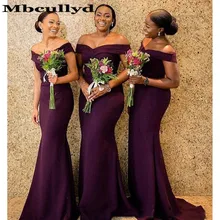 Mbcullyd Vestido longo южно-африканские фиолетовые платья подружек невесты Формальные пригласительные на свадьбу горничной честь платье плюс размер
