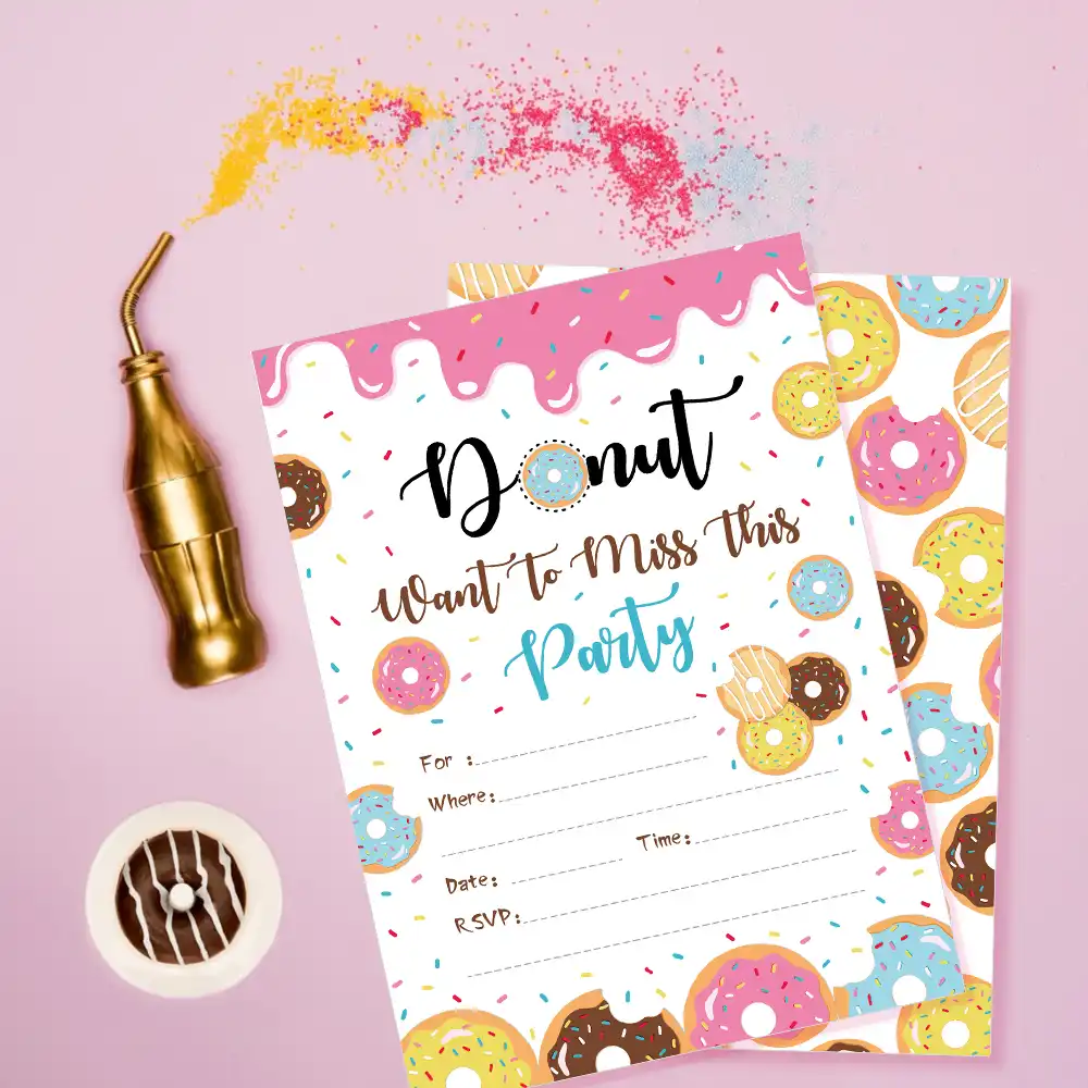 Cartes D Invitation A Theme Donuts Rose Donuts Decorations Pour Fete D Anniversaire Pour Filles Zz006 Aliexpress Cartes D Invitation A Theme Donuts Rose Donuts Decorations Pour Fete D Anniversaire Pour Filles Zz006 Aliexpress