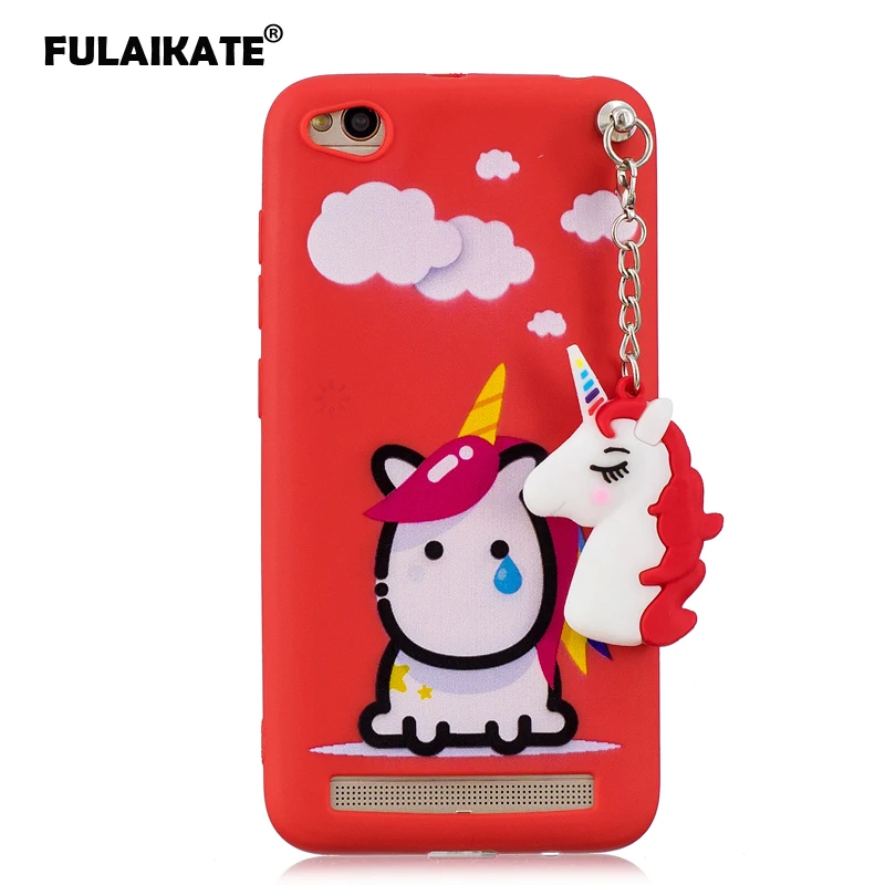 FULAIKATE Case for Xiaomi Redmi 5A Lovely Cartoon Unicorn Pendant Soft Back Cover 5a TPU Candy Color Cases |