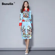 Banulin Hot 2018 High Quality Autumn Designer Runway Jacket Coat Women's Long Sleeve Single Breasted Vintage Printed Outerwear