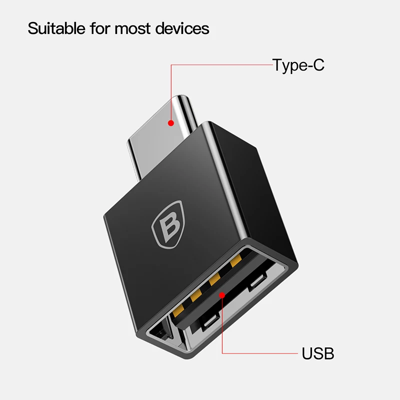 Переходник Baseus Type C папа USB мама для Samsung Galaxy S9 S8 Plus Note 8 OTG адаптер one plus 5t nokia