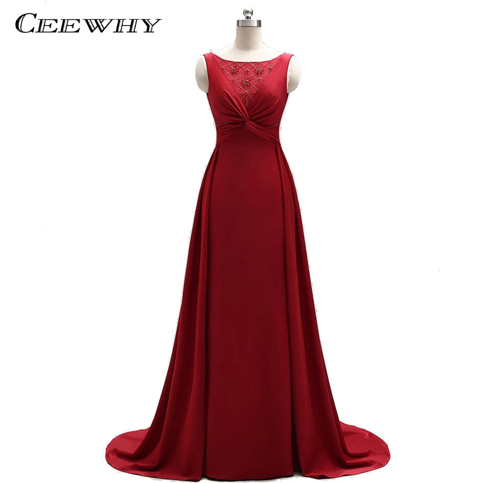 CEEWHY Backless Criss Cross Beading Evening Dress Luxury Prom Dresses