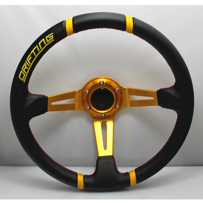 Hot 350mm 14inch PVC Leather Deep Dished Steering Wheel Sport Racing