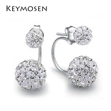 

KEYMOSEN Ball Earring Double Side Shining Stud 30% Silver Plated Ladies Stud Earrings Jewelry 1pair