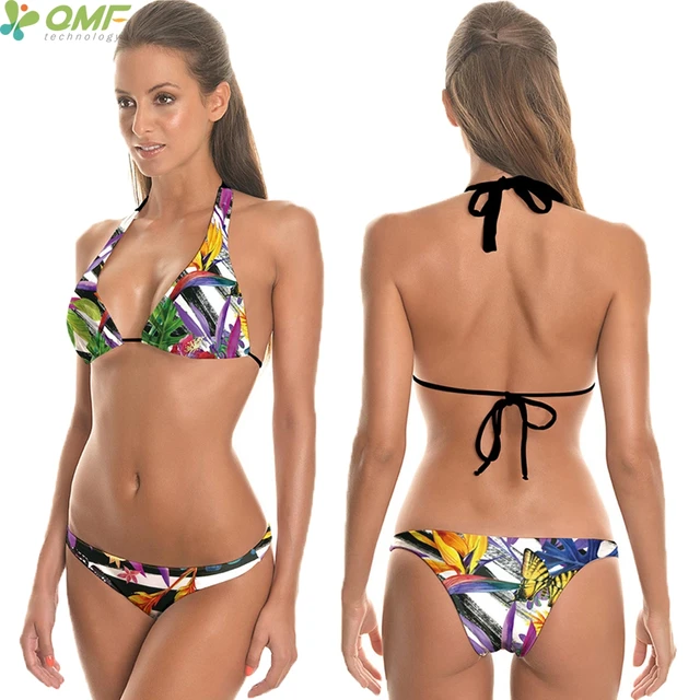 Buy Harajuku Coconut Leaves Bikinis Set Bottom Thongs