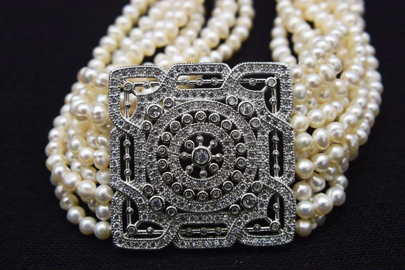 10 рядов пресноводного жемчуга около круглой 3-5 мм Ожерелье Браслет 17-19 дюймов бисера скидка подарок Горячая Распродажа