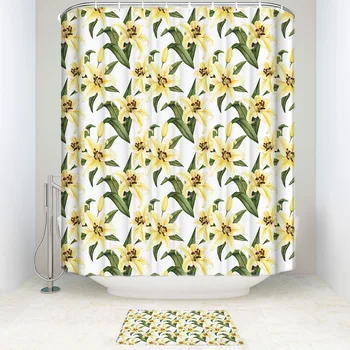 

Easter Lily Illustration Shower Curtain Bath Sets With Rugs Bathroom Accessory Sets 2 Piece Bathroom Set Bathroom Decor Set Bath