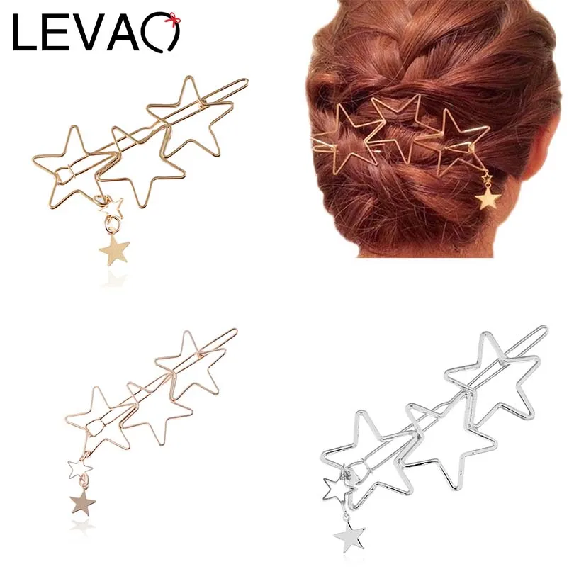 

LEVAO 1 PC New Women Hollow Five-pointed Star Side Bangs Hair Clip Spring Autumn Ladies Girls Hairpins Hair Accessories Headwear