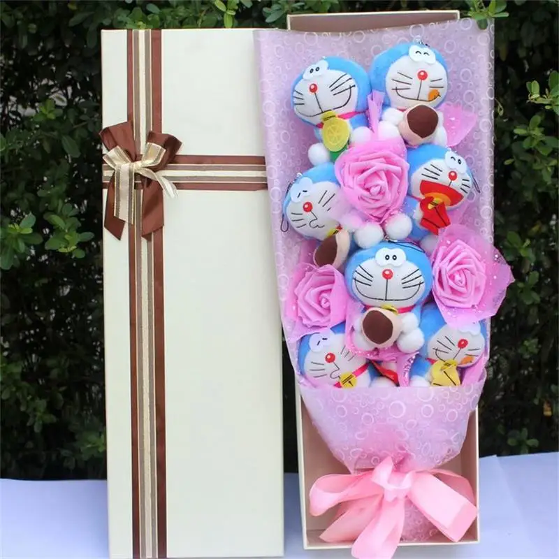 7 милых Дораэмон, плюшевая игрушка по мотивам мультфильма, цветочный букет Подарочная коробка на День святого Валентина, подарки на день рождения для девочки