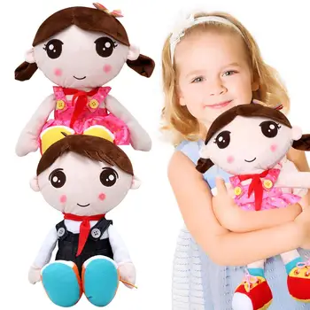 

13.8 Inch Cute Dress Laces Plush Doll Cuddly Washable Soft Snuggle Play Fabric Toy Gift Lacing Button Learning Educational Toy