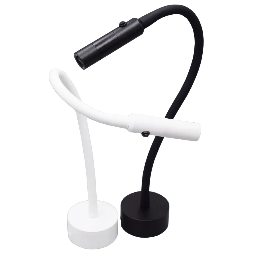

Goose-neck 3W LED Wall Fixture Picture Lights Reading Lamp On/Off Button Bedroom Cabinet