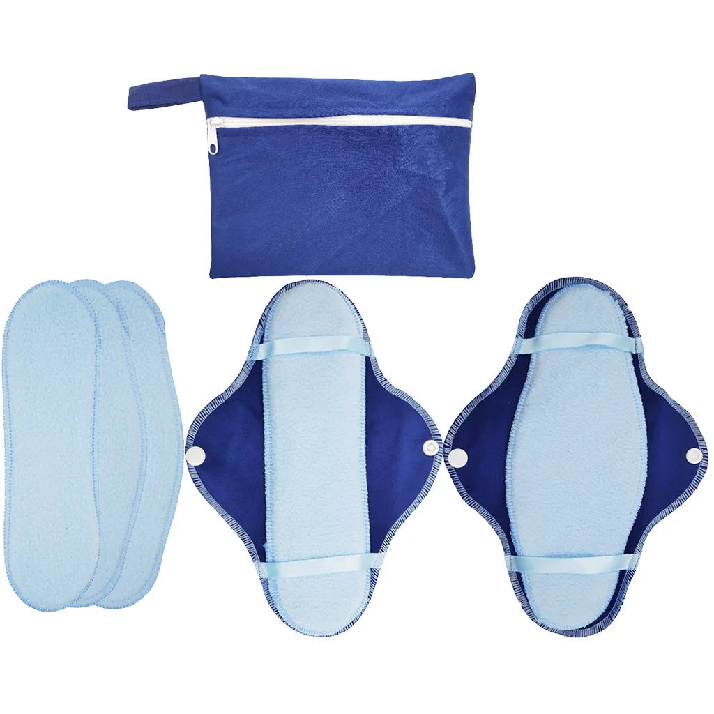 

Women Reusable Organic Heavy Flow Menstrual Liners Sanitary Napkins Pads with Bag, For Physiological Period