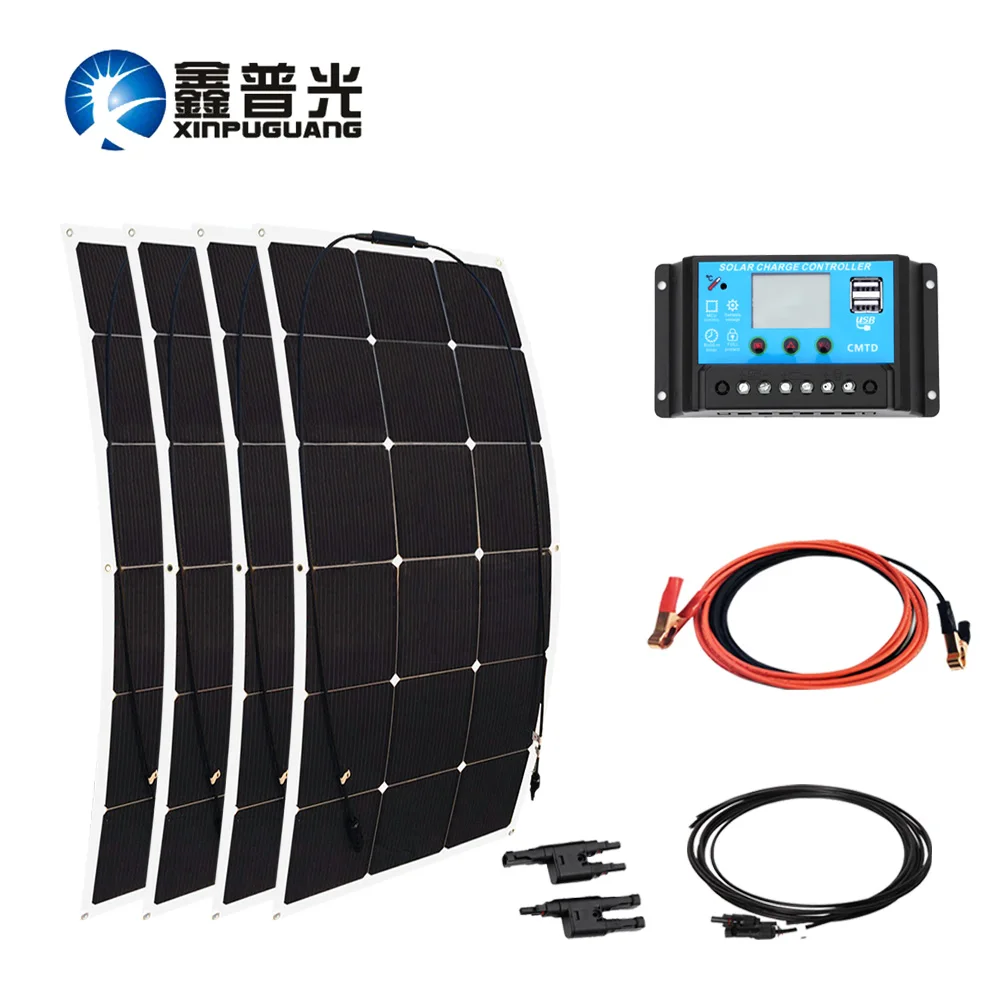 

90w flexible solar panel 360 solar system Mono cell PV module 30A PMW controller cable MC4 connector for 12v battery boat RV