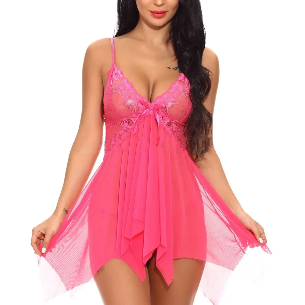 

Women Sexy Lace Sleepwear belt Bow Lingerie Temptation Underwear Nightdress Black Temptation Nightwear Costumes Underwear a70