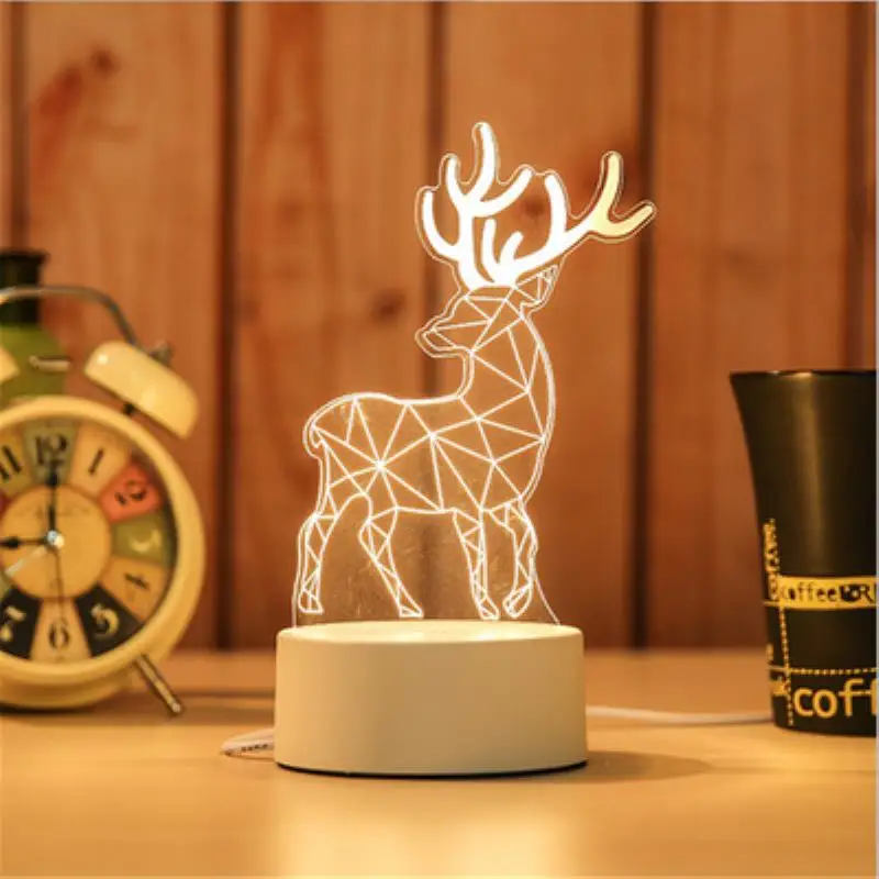 Новинка акриловая красочная градиентная 3D Настольная лампа с регулируемой яркостью 3D видение света Защита глаз светодиодный Настольный светильник - Цвет: Sika deer