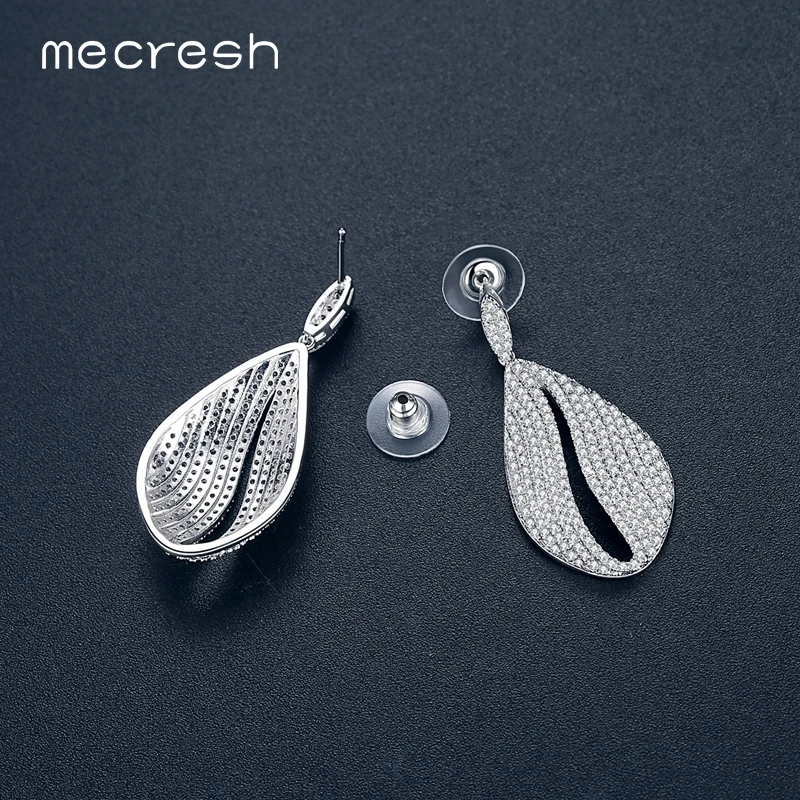 Mecresh Korean Micro Round CZ Teardrop Dangle Earrings for Women Luxury Bridal Piercing Earrings 2022 Wedding Jewelry MEH1106