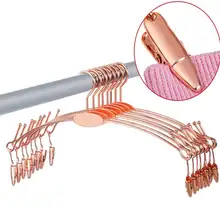 27cm Rose Gold Stainless Steel Hangers With 2 Clips Metal Lingerie Hanger Wardrobe Storage Hanger Underwear Bra Clips