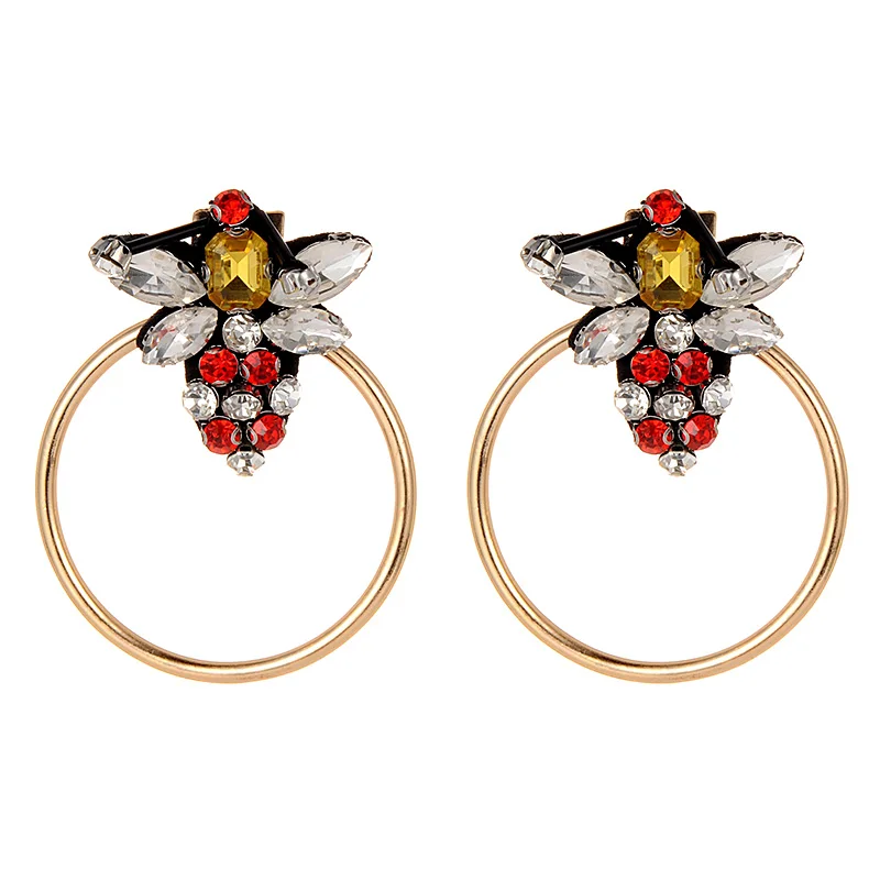 

ZHINI Fashion Cute Lovely Gold Color Tiny Bee Round Stud Earrings For Women Girl Handmade Insect Earrings Jewelry Wholesale Gift