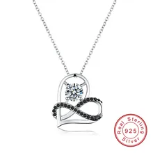 Black Awn романтическое поступление 925 пробы серебряные ювелирные изделия модные обручальные ожерелья и подвески в виде сердца для женщин PP070