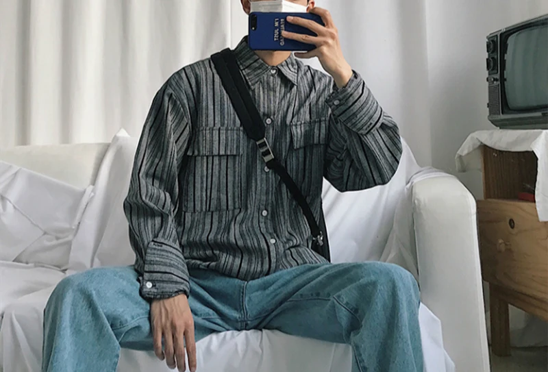 Streetwear Punk Rave Fashion Vestido Man Blouse  (2)