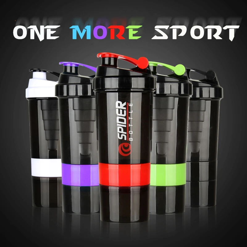 500ml Shake Water Bottle With Big Reservoir Shake Gym Protein Powder
