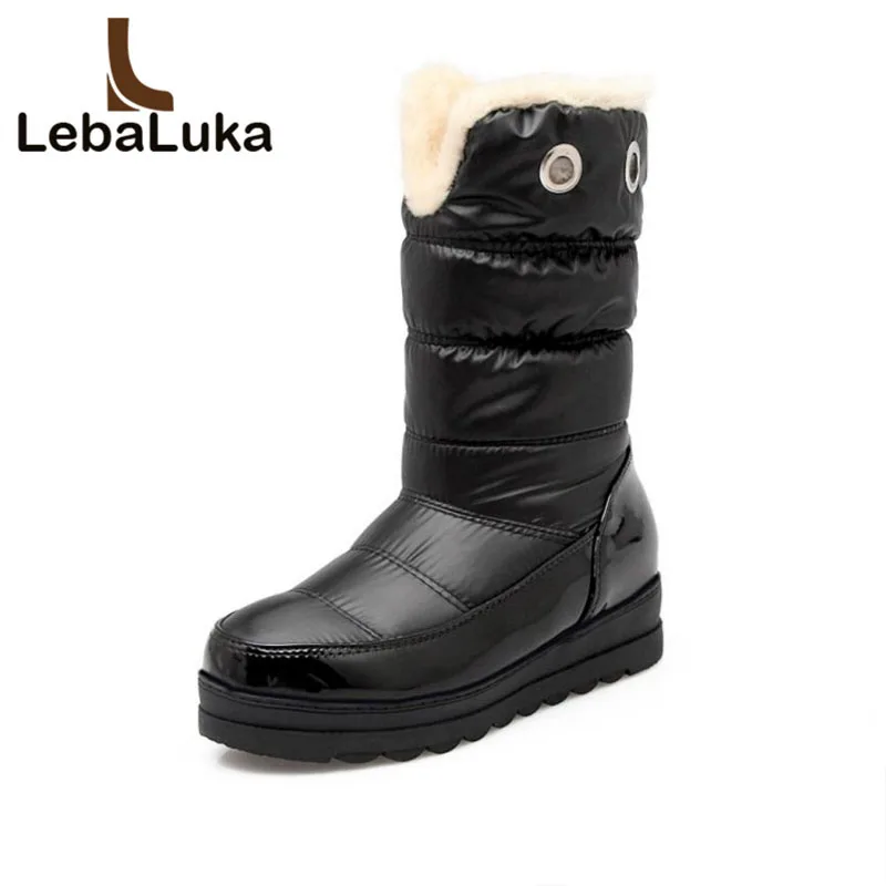 

Lebaluka Russia Snow Boot Women Plush Inside Boots Warm Winter Botas New Brand Waterproof Round Toe Woman Fur Shoes Size 34-43