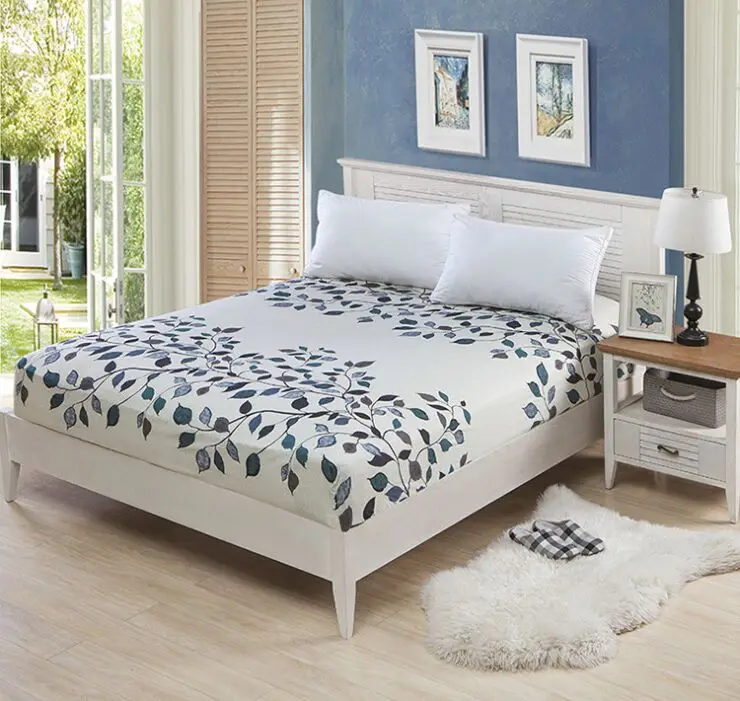 

Hot 1pc 100%Polyester Fitted Printed Sheet Mattress Cover Multi Color Bedding Four Corners With Elastic Band Bed Sheet