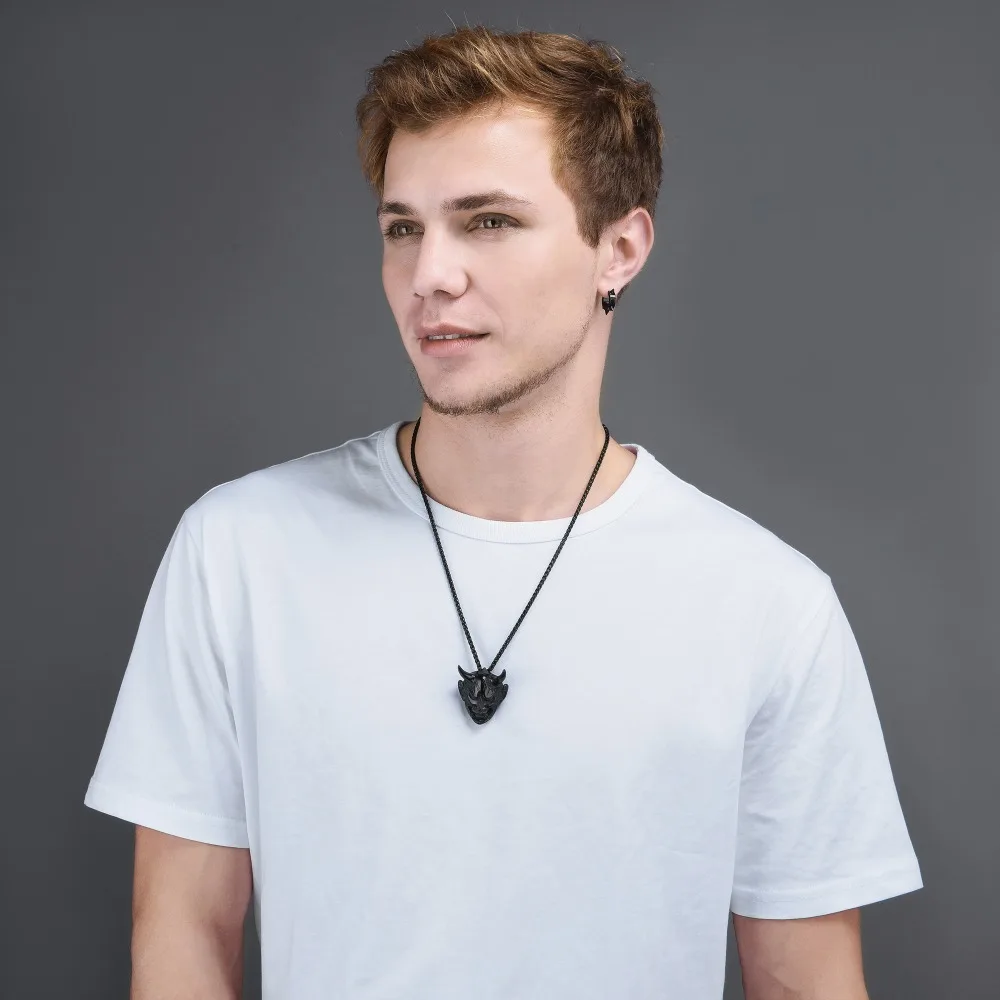 U7 Necklace Gothic Horn Evil Devil Demon Stainless Steel Pendant & Chain Gold/Black Color Christmas Gift Jewelry Necklaces P1142 - Image 2