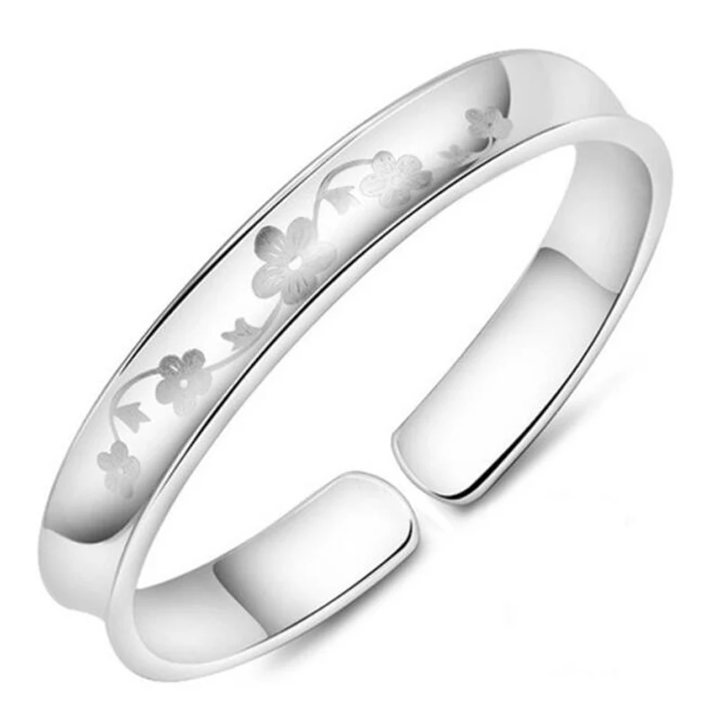 

KOFSAC Open size Classic 925 Sterling Silver Bangles For Lady Jewelry Charm Flower Bangle Lady Wedding Accessories Hot Gifts