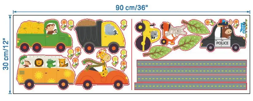 Мультяшные наклейки на стену для детской комнаты, настенные наклейки для детской спальни, детского сада, домашний декор - Цвет: HM0119