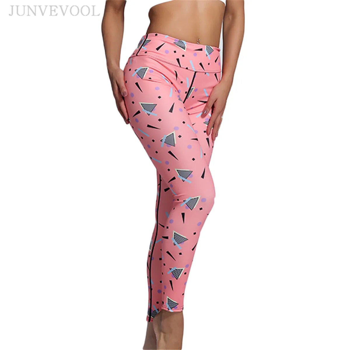 Cheap In China Leggings Women Elegant Retro Pink Digital Printing