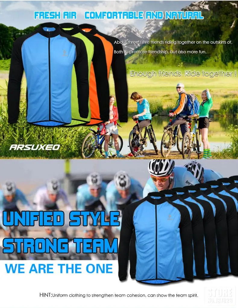 ARSUXEO весна лето велосипедные майки Мужской, с длинными рукавами рубашки Топы быстросохнущие MTB дорожный горный велосипед одежда