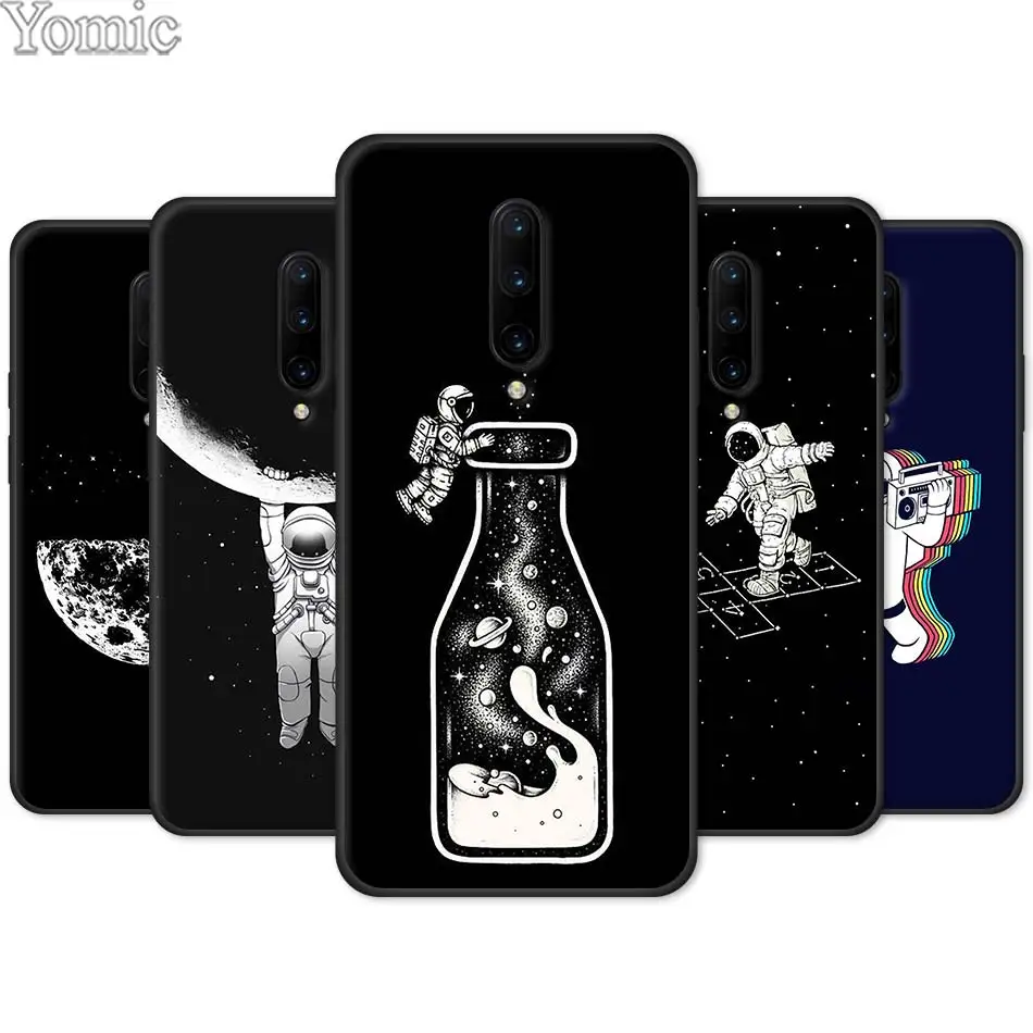 

Soft Cover Shell for Oneplus 7 7 Pro 6 6T 5T Silicone Phone Case for Oneplus 7 7Pro Black Case Cartoon Astronaut Space