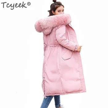 

Tcyeek 2020 Long Parkas Winter Jacket Women Big Fur Hat Warm Clothes Casual Cotton Padded Coat Female Tops Chaqueta Mujer LWL924