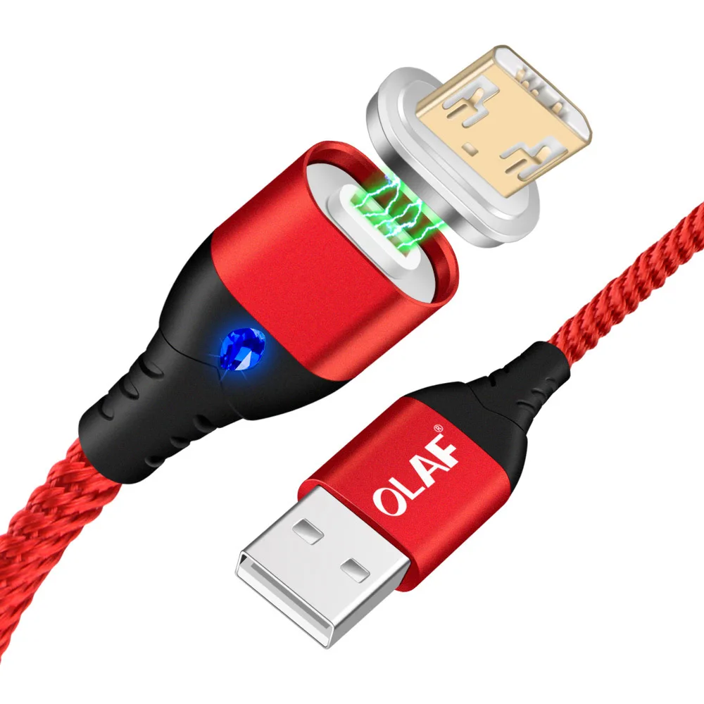 Олаф светодиодный магнитный Micro USB кабель для samsung S7 sony LG 1 м Магнитный кабель передачи данных для быстрой зарядки для Xiaomi Redmi Android провод шнур