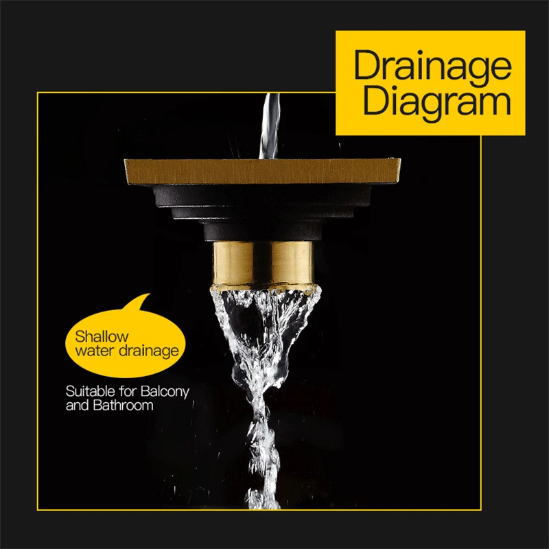 Drain 8*30CM Euro Antique Brass Art Carved Floor