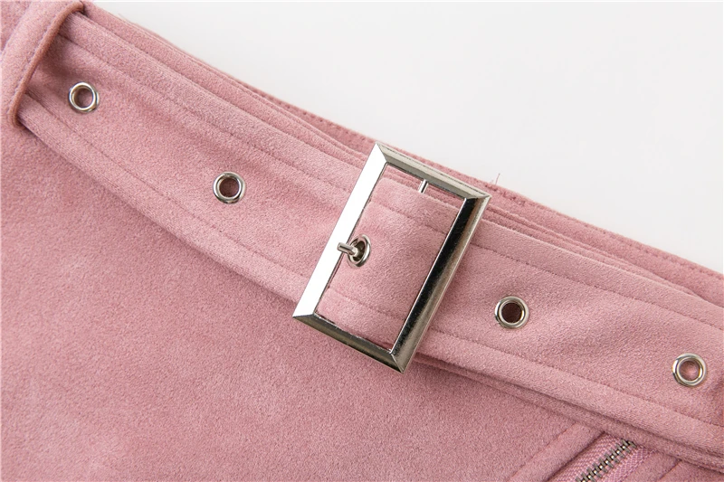BONGOR LUSS Sexy 2018 Autumn Winter Suede Women Skirt Zipper Sashes Double Pocket Party Short Mini Ladies Black Skirts (12)