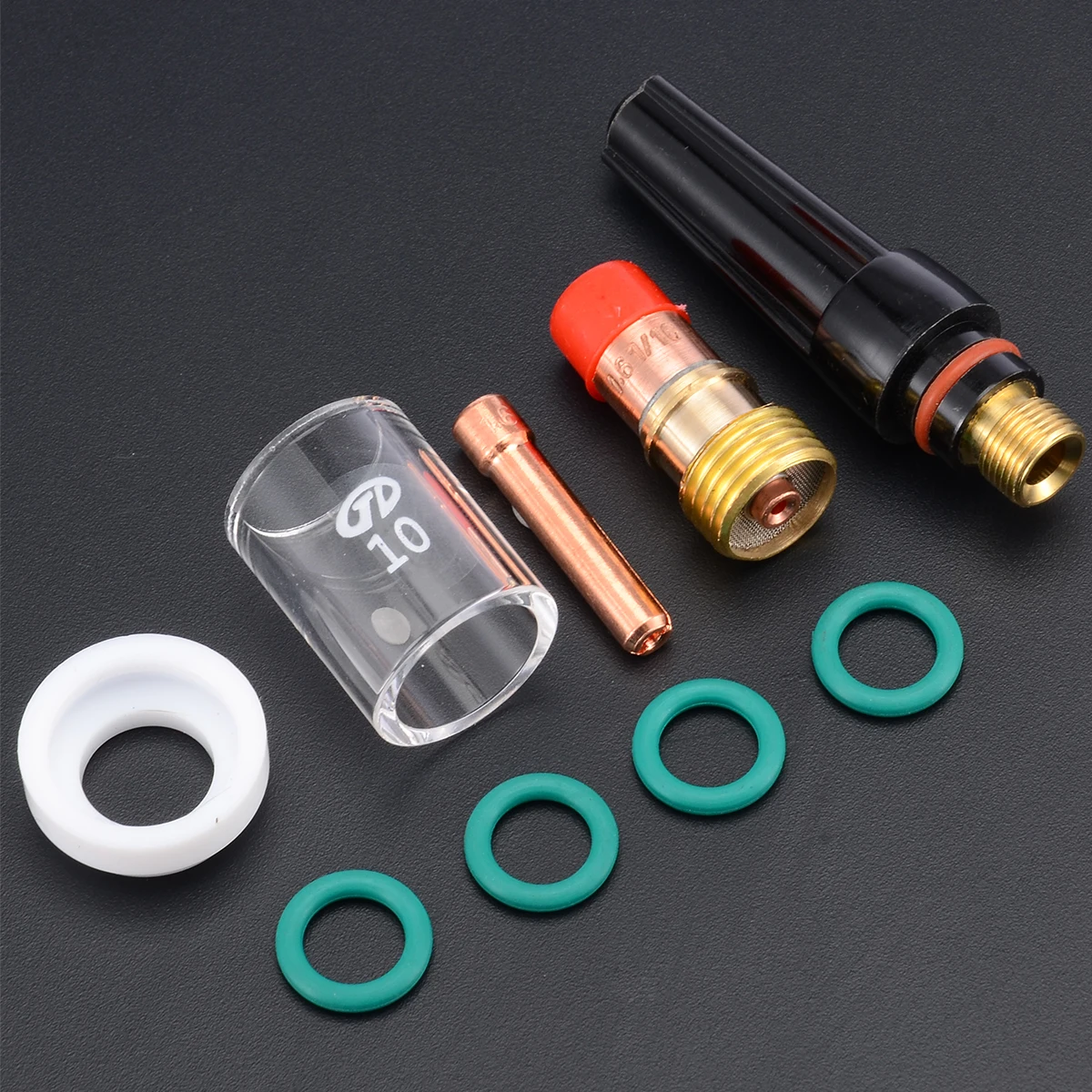 9Pc/set Durable Welding Torch TIG Gas Lens Glass Cup Kit with O-rings Collet Nozzle Kit For WP-17/18/26 1/16'' TIG Welding Torch