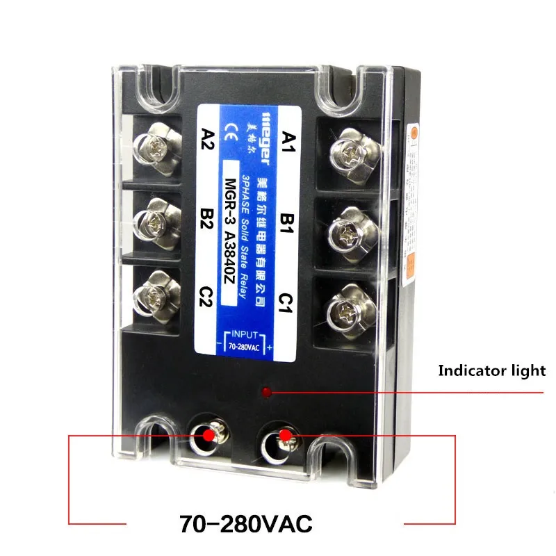 Трехфазный твердотельные реле постоянного тока 380V 40A MGR-3 A3840Z AC-AC