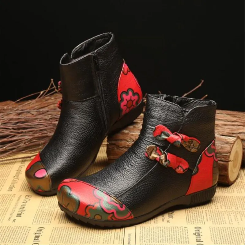 

2019 Spring autumn new retro fashion big size really cowhide women's Single boots hot section national style casual Women shoes