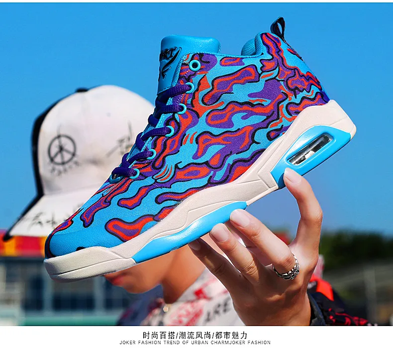 Couple shoes exclusive new unisex sneakers basketball shoes men's casual shoes colorful cloth design high elastic air cushion