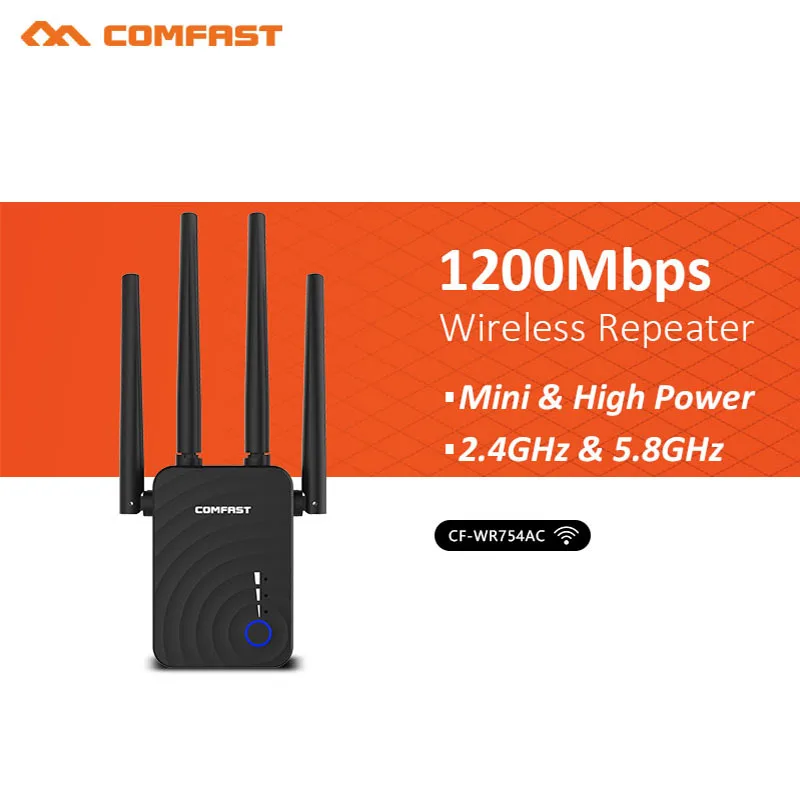 1200 Мбит/с Comfast CF WR754AC Домашний Беспроводной роутер Wi Fi 4 * 2dbi ретранслятор точки