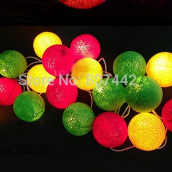 

Red&Yellow&Green Cotton Balls Fairy String Home & Garden lighting Christmas Weddings/Events Festive/Party Supplies